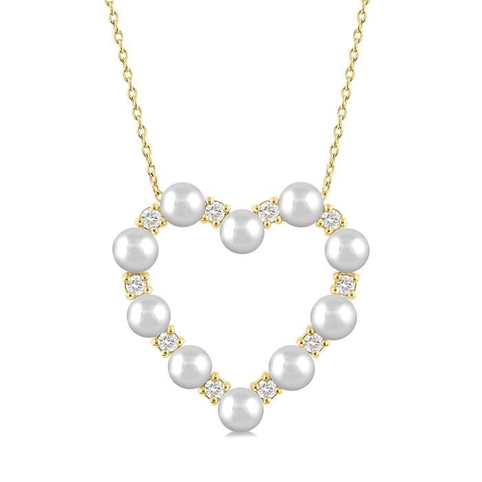 Heart Shape Pearl & Diamond Pendant
