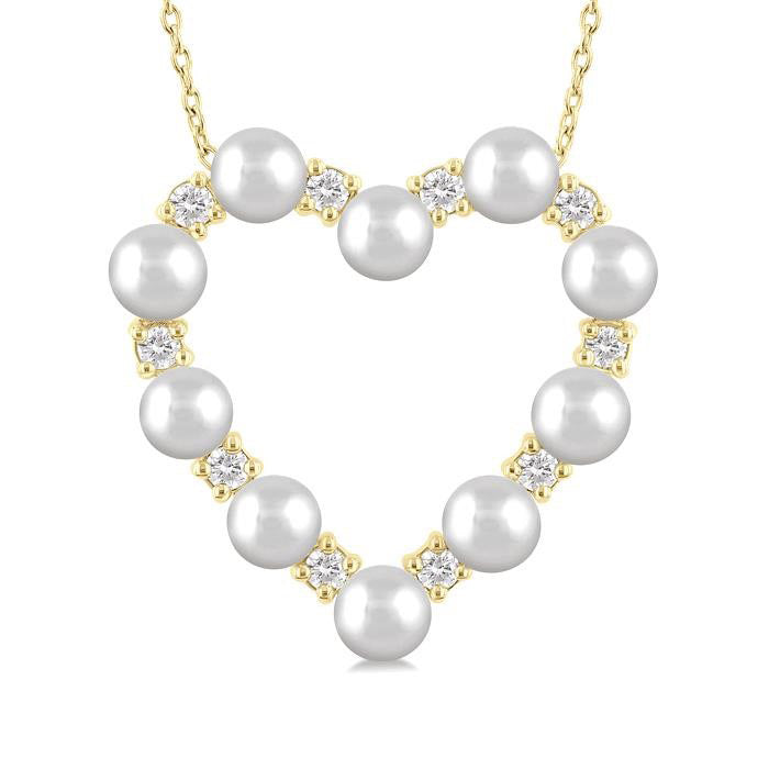 Heart Shape Pearl & Diamond Pendant