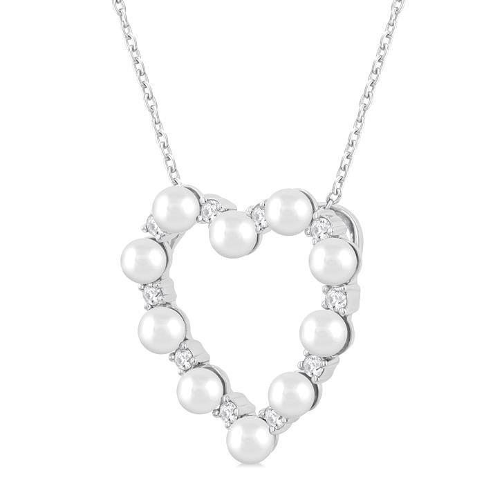 Heart Shape Pearl & Diamond Pendant