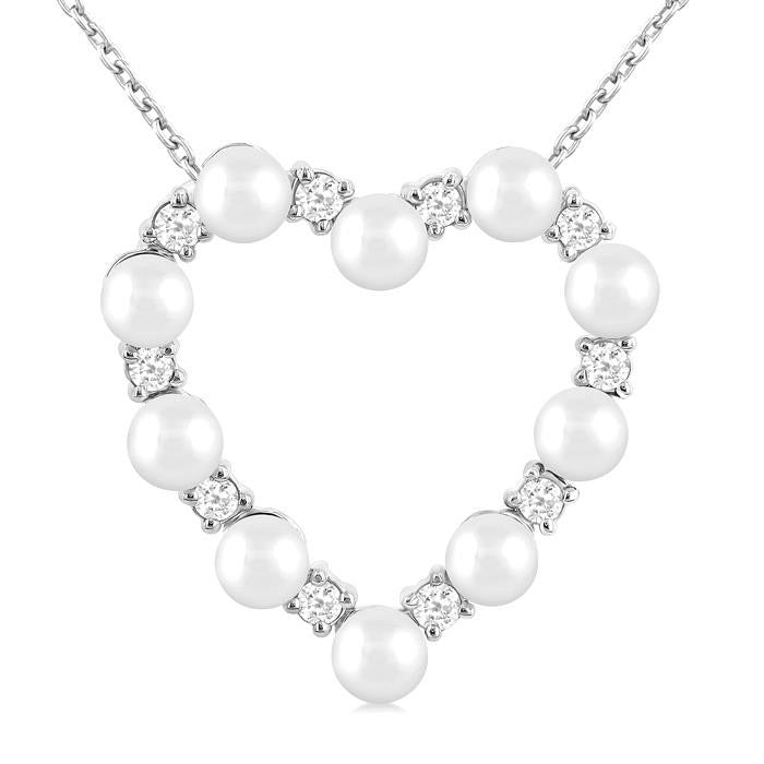 Heart Shape Pearl & Diamond Pendant
