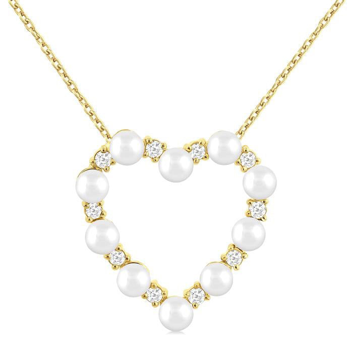 Heart Shape Pearl & Diamond Pendant