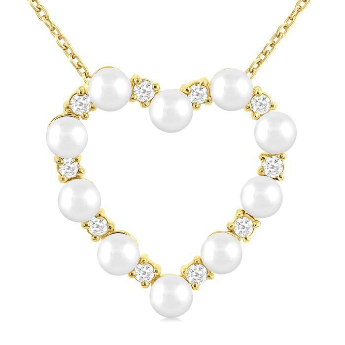 Heart Shape Pearl & Diamond Pendant