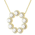 Circle Pearl & Halo Diamond Pendant