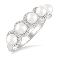 Pearl & Halo Diamond Ring