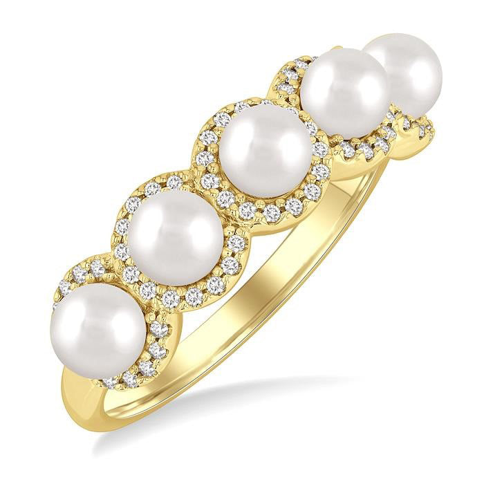 Pearl & Halo Diamond Ring