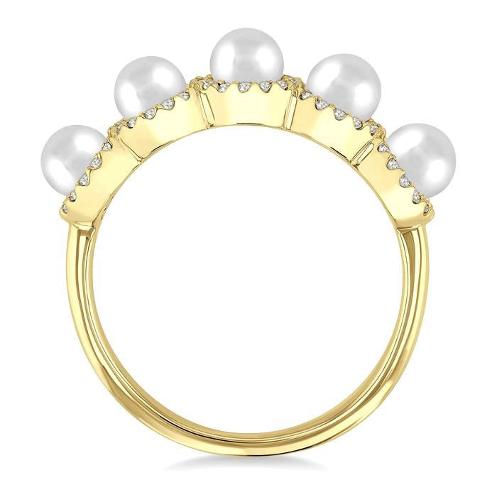 Pearl & Halo Diamond Ring