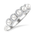 3 MM White Pearl and 1/6 Ctw Round Cut Diamond Halo Ring in 14K White Gold