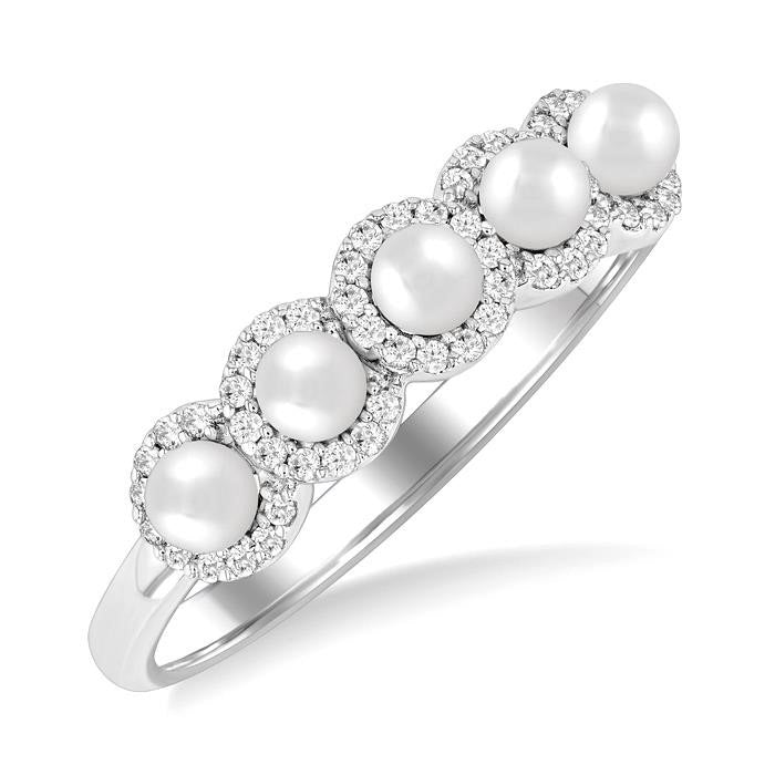 Pearl & Halo Diamond Ring