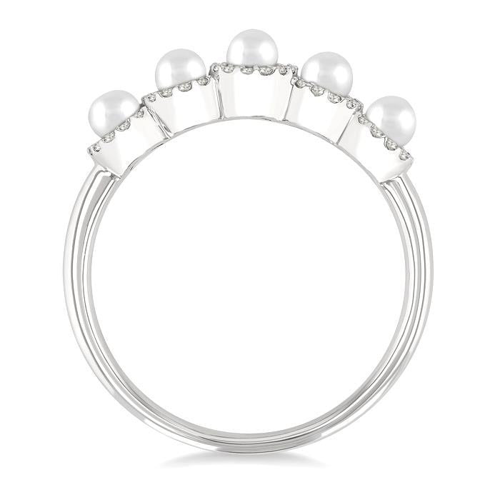 Pearl & Halo Diamond Ring