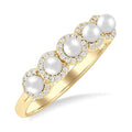 Pearl & Halo Diamond Ring