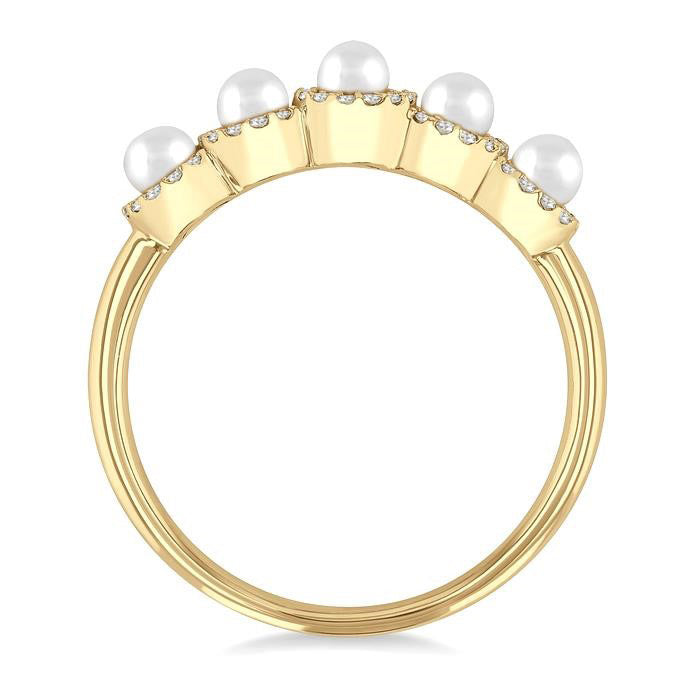 Pearl & Halo Diamond Ring