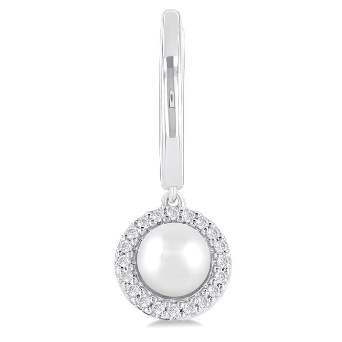 Pearl & Petite Halo Diamond Huggie Fashion Earrings