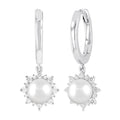 Pearl & Petite Diamond Fashion Huggie Earrings
