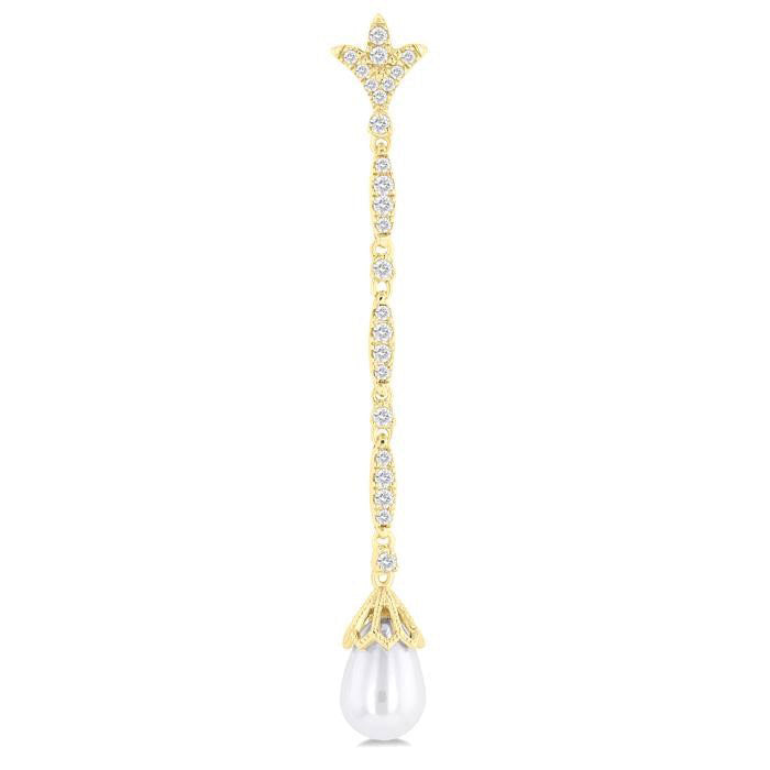 Pearl & Diamond Long Earrings