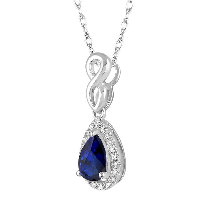 Sonata Pear Shape Gemstone & Halo Diamond Pendant
