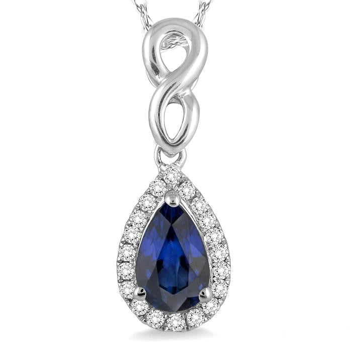 Sonata Pear Shape Gemstone & Halo Diamond Pendant