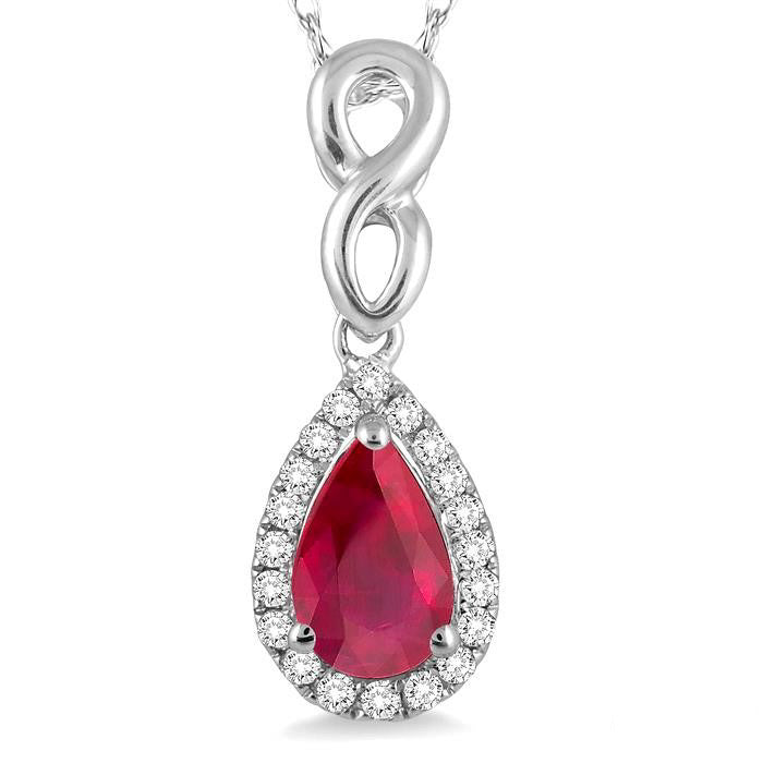 Wisteria Pear Shape Gemstone & Halo Diamond Pendant