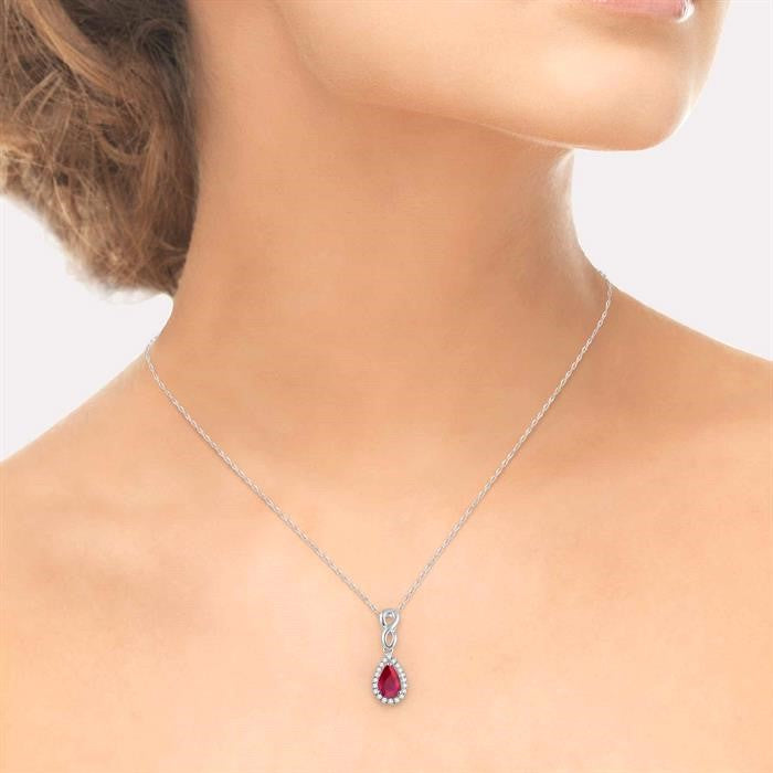 Wisteria Pear Shape Gemstone & Halo Diamond Pendant