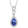 Clover Pear Shape Gemstone & Halo Diamond Pendant