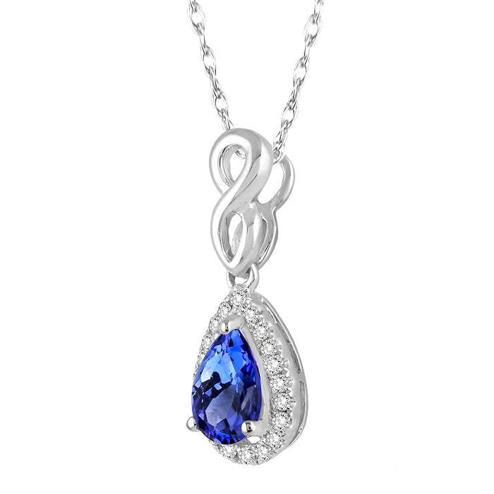 Clover Pear Shape Gemstone & Halo Diamond Pendant