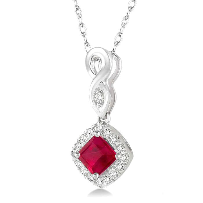 Majesty Cushion Shape Gemstone & Halo Diamond Pendant