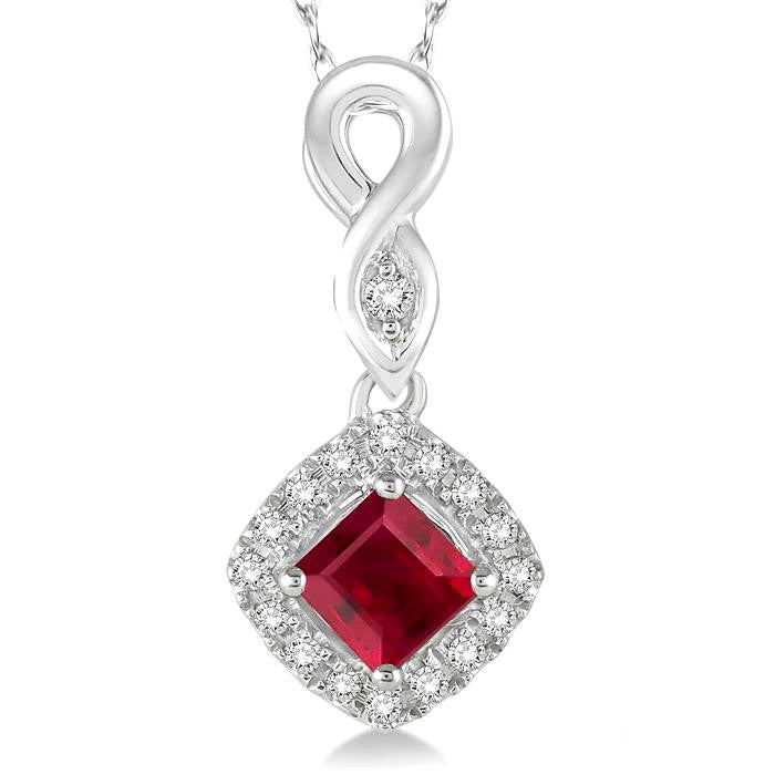 Majesty Cushion Shape Gemstone & Halo Diamond Pendant