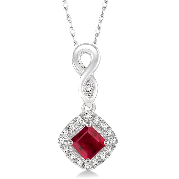 Majesty Cushion Shape Gemstone & Halo Diamond Pendant
