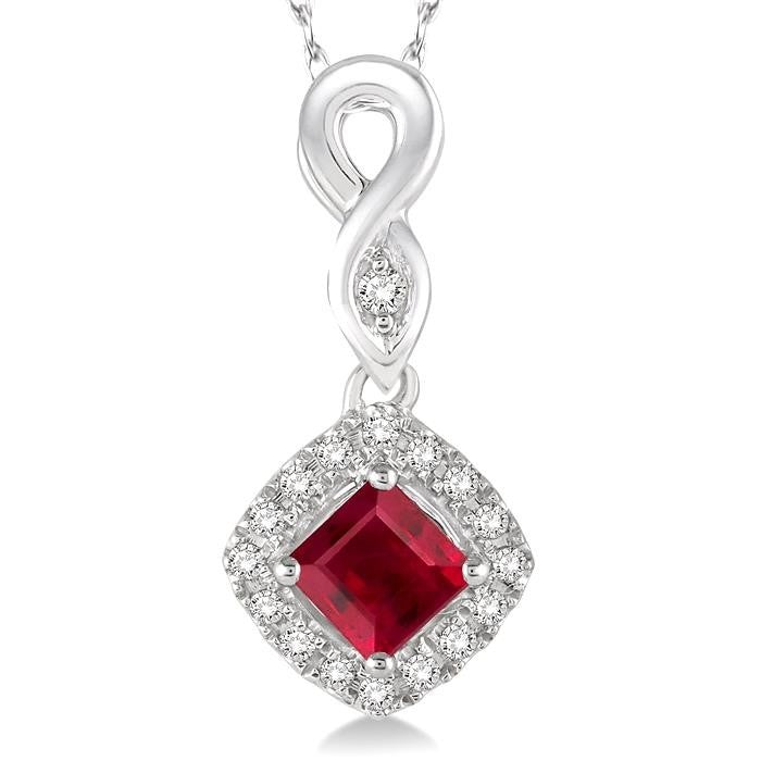 Majesty Cushion Shape Gemstone & Halo Diamond Pendant