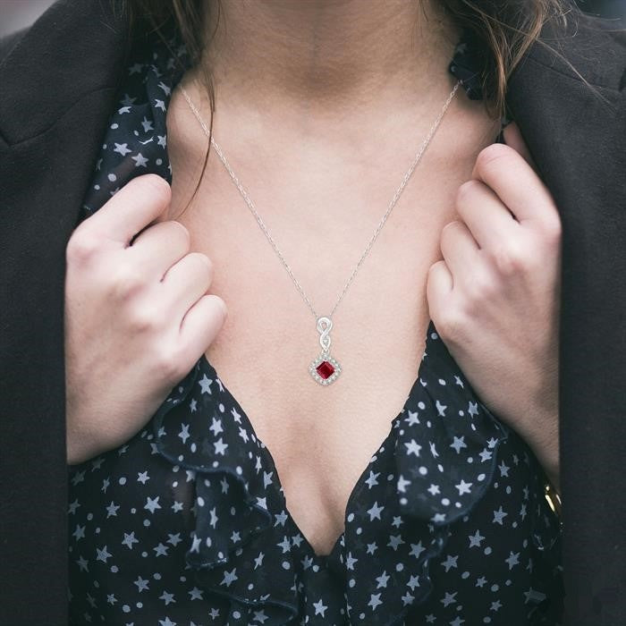 Majesty Cushion Shape Gemstone & Halo Diamond Pendant