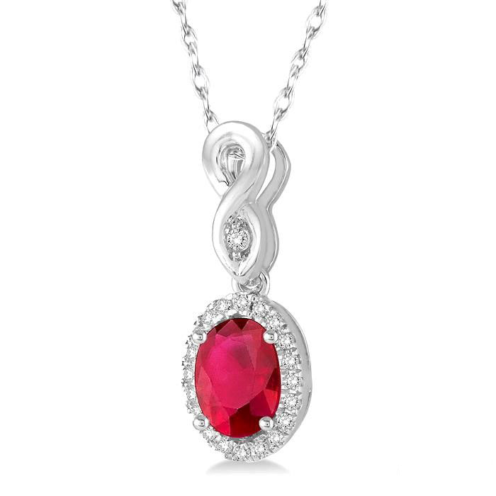 Scarlet Aura Ruby Oval Diamond Pendant