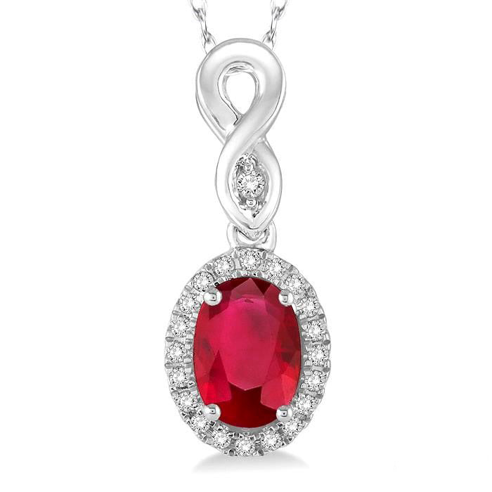 Scarlet Aura Ruby Oval Diamond Pendant