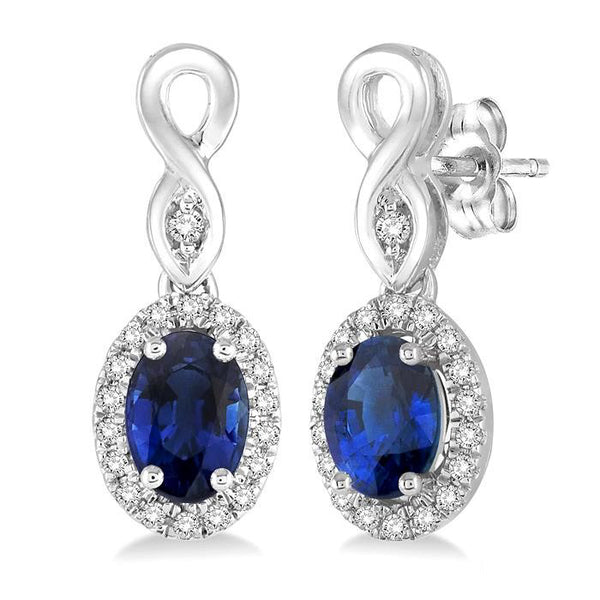 Oval Shape Gemstone & Diamond Earrings