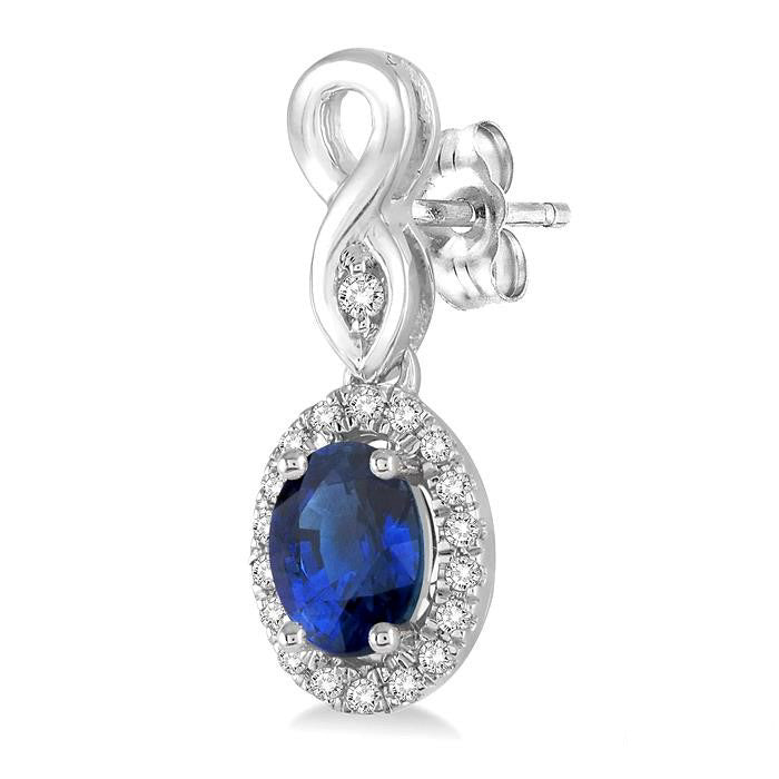 Oval Shape Gemstone & Diamond Earrings