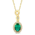 Nova Oval Shape Gemstone & Halo Diamond Pendant