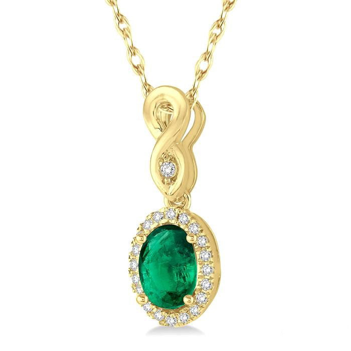 Nova Oval Shape Gemstone & Halo Diamond Pendant