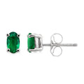 5x3 MM Oval Cut Emerald Stud Earrings in 14K White Gold