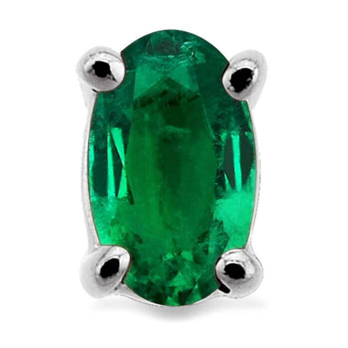 5x3 MM Oval Cut Emerald Stud Earrings in 14K White Gold