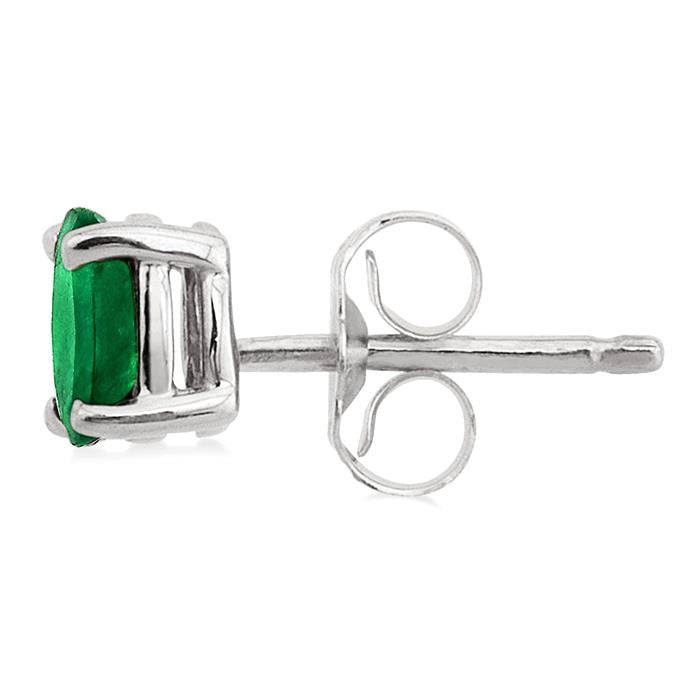 5x3 MM Oval Cut Emerald Stud Earrings in 14K White Gold