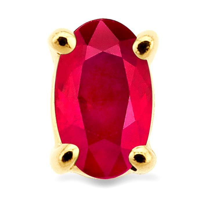 5x3 MM Oval Cut Ruby Stud Earrings in 14K Yellow Gold