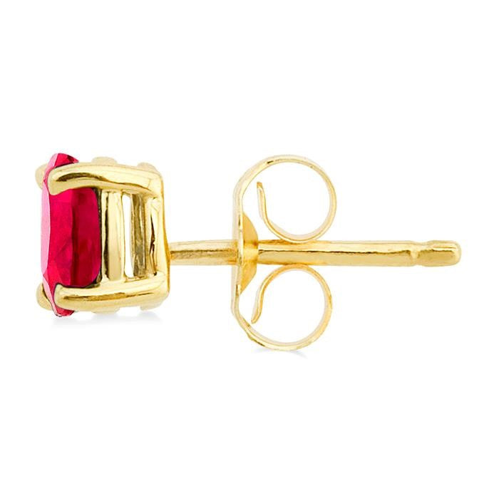 5x3 MM Oval Cut Ruby Stud Earrings in 14K Yellow Gold