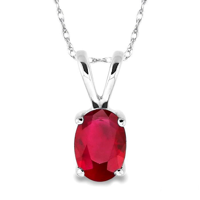 Ruby Oval Shape Gemstone Solitaire Pendant