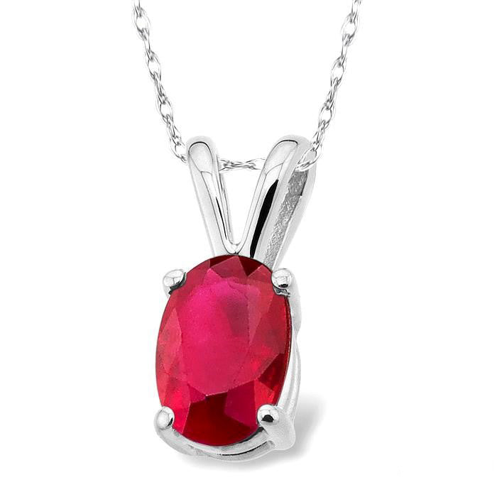 Ruby Oval Shape Gemstone Solitaire Pendant