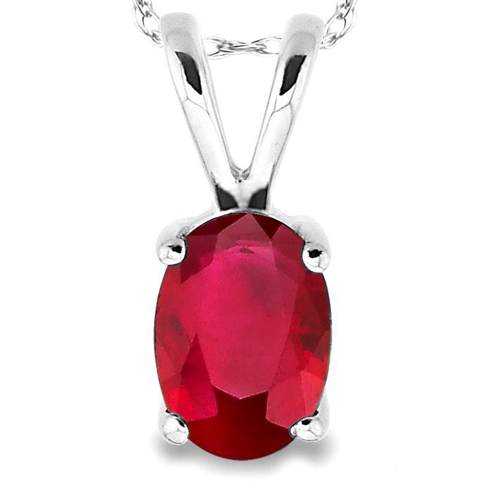 Ruby Oval Shape Gemstone Solitaire Pendant