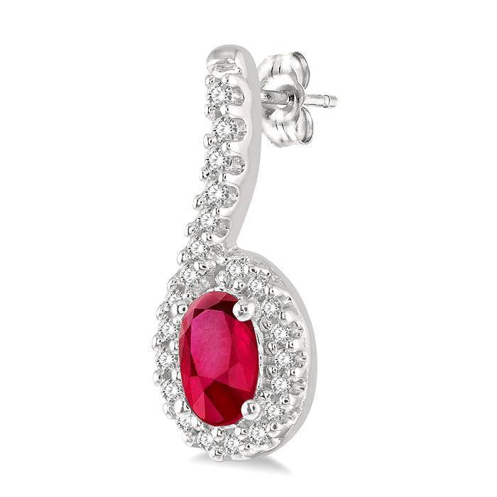 Oval Shape Gemstone & Diamond Earrings