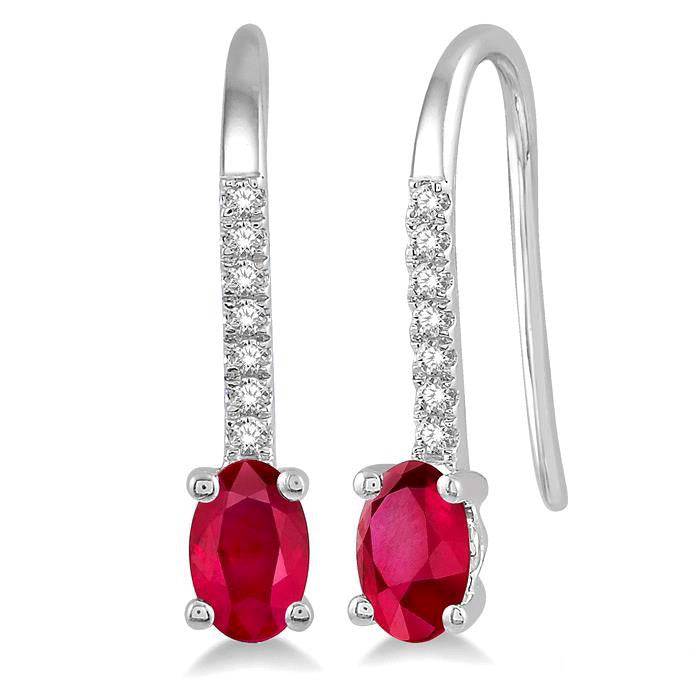 Oval Shape Gemstone & Diamond Earrings