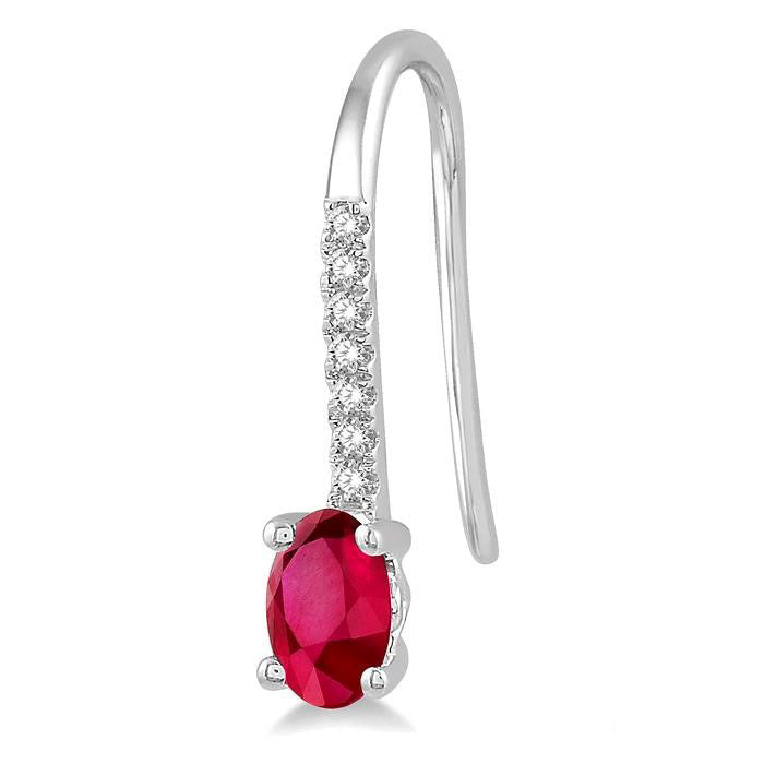 Oval Shape Gemstone & Diamond Earrings