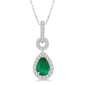 Sable Pear Shape Gemstone & Halo Diamond Pendant