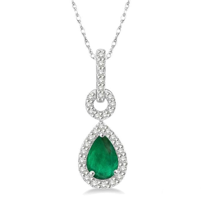Sable Pear Shape Gemstone & Halo Diamond Pendant