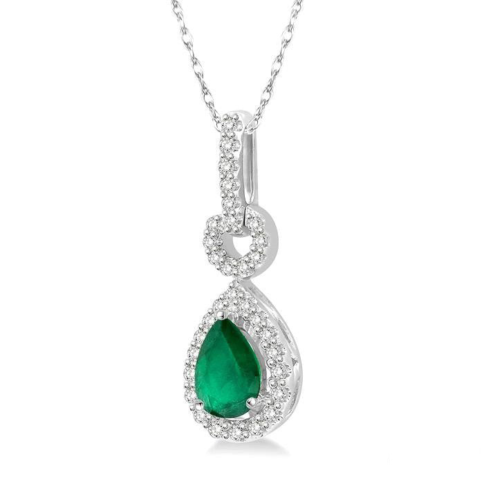 Sable Pear Shape Gemstone & Halo Diamond Pendant