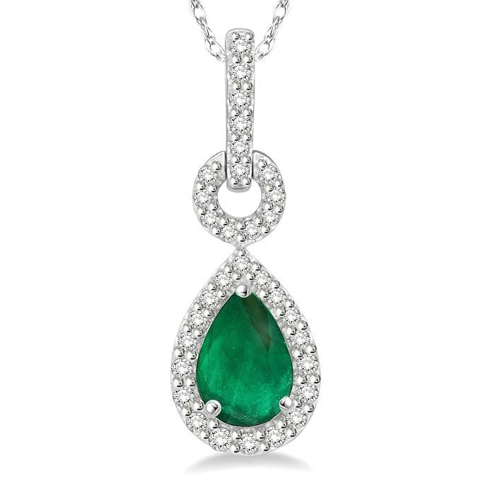 Sable Pear Shape Gemstone & Halo Diamond Pendant